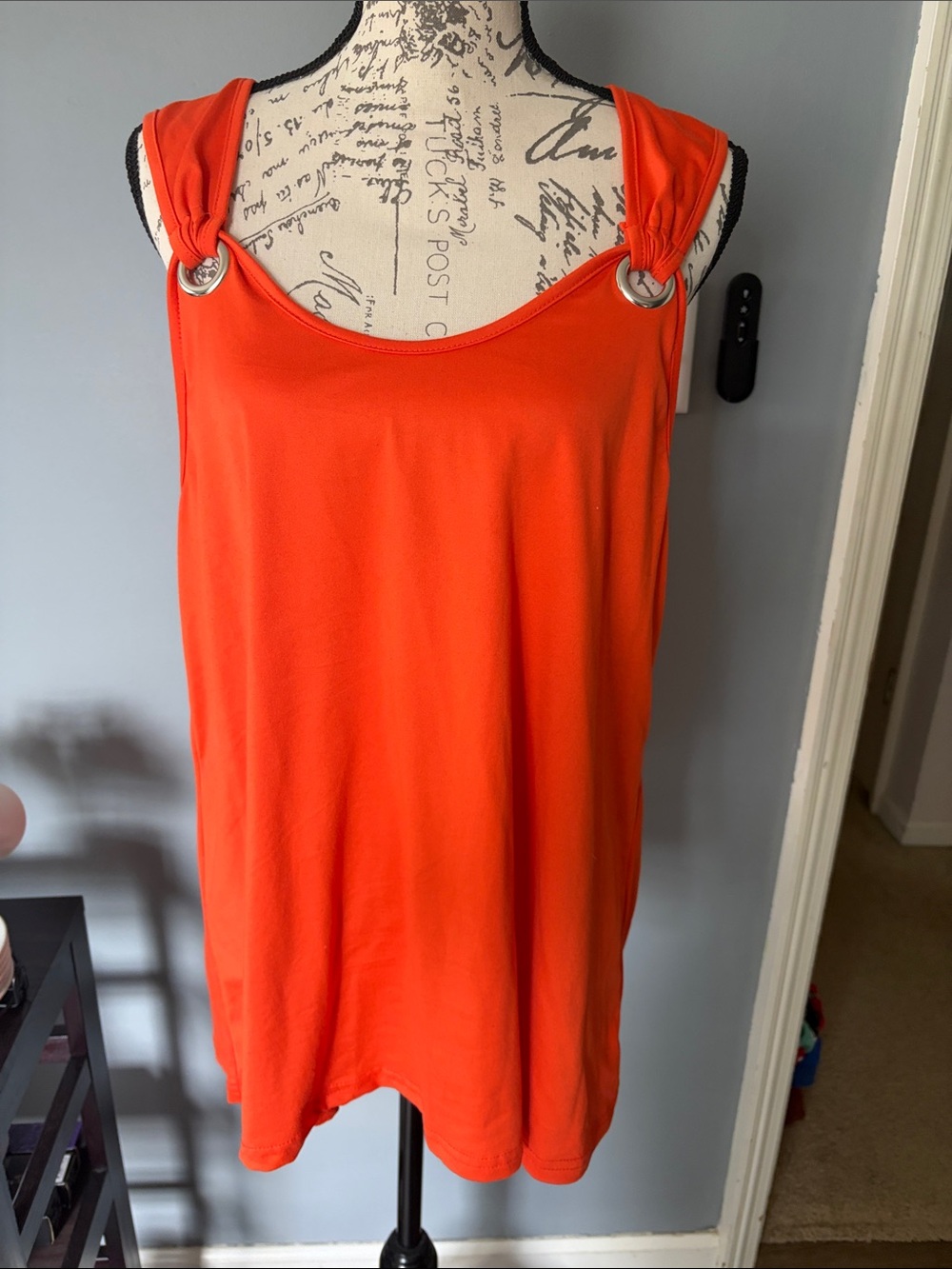 SHEIN 1XL Women's Orange Sleeveless Tank Top with Ring Detail, like new